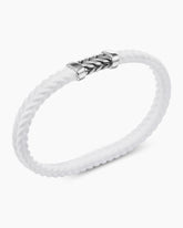 Chevron Bracelet in White Rubber with Sterling Silver, 6mm